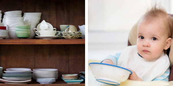 for serving food - picture of crockery and baby eating out of a bowl
